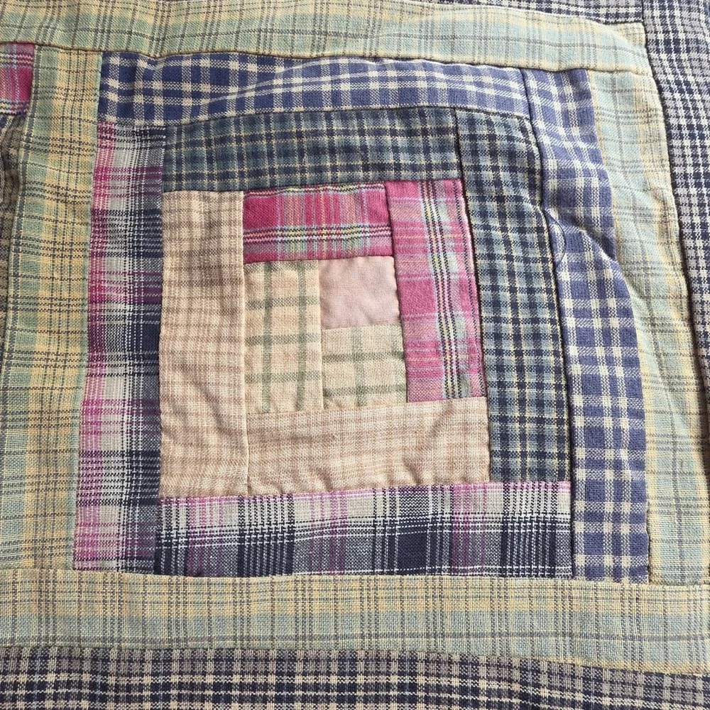 Nancy's Nook Victorian Heart Quilted Placemat Log Cabin Plaid Cotton 17x11